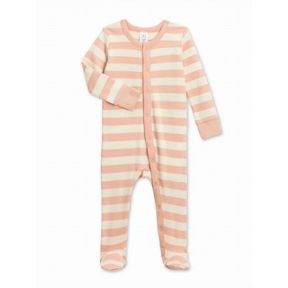 NEW COLORED ORGANICS kids skylar footed sleeper in blush ely stripe